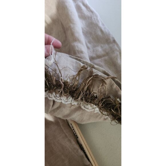 Chicos Pants Womens Linen Cropped ripped Lace & Fringe Hem Size 2.5 Short FLAWS - Picture 16 of 16